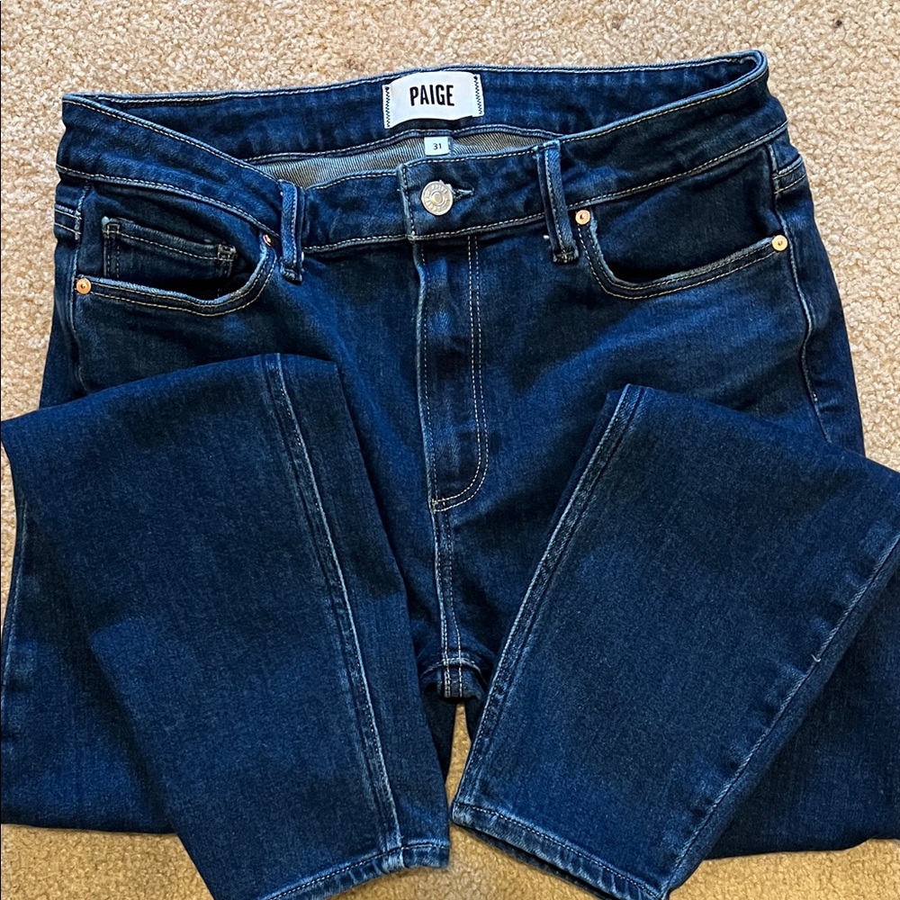 PAIGE Women's Deep Indigo Skinny Jeans Horton Ankle 28’ inseam, size 31